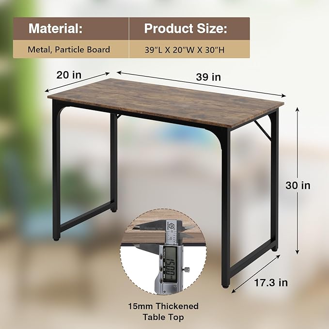 FDW 39 inches Computer Desk Modern Simple Style Desk for Home Office Study Student Writing DeskBrown