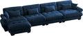 Velvet Modular Sectional Sofa4-Seater Cloud Couch with OttomanPillows and High Density Memory Foam for Living Room Home TheaterApartment（Blue）