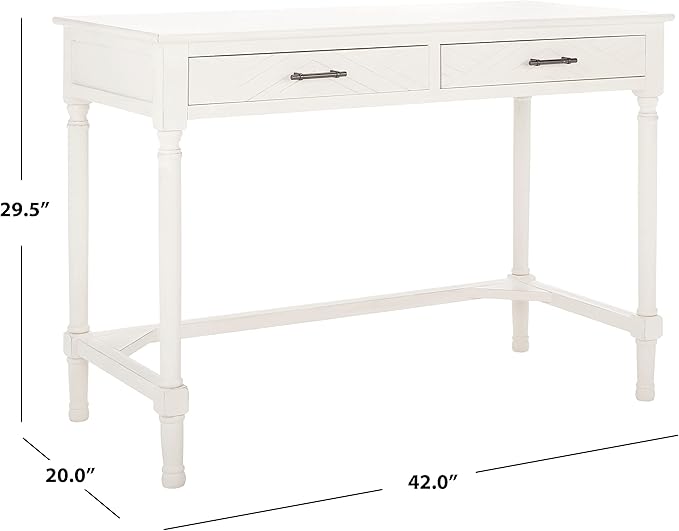 SAFAVIEH Home Collection Mckinlee Distressed White 2-Drawer Computer Table Office Desk Table