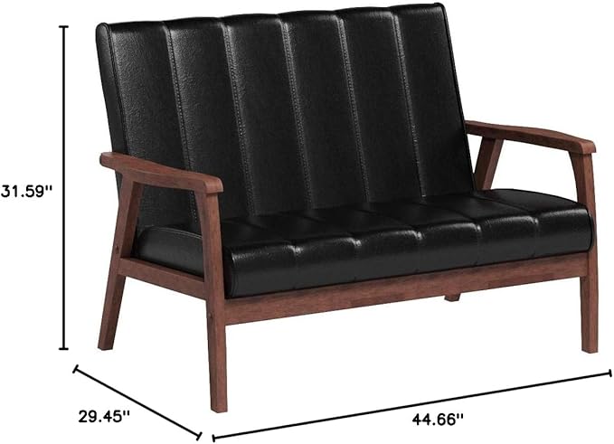 Baxton Studio BBT8011A2-Black Loveseat Love Seats 29.45LX44.66WX31.59H Black