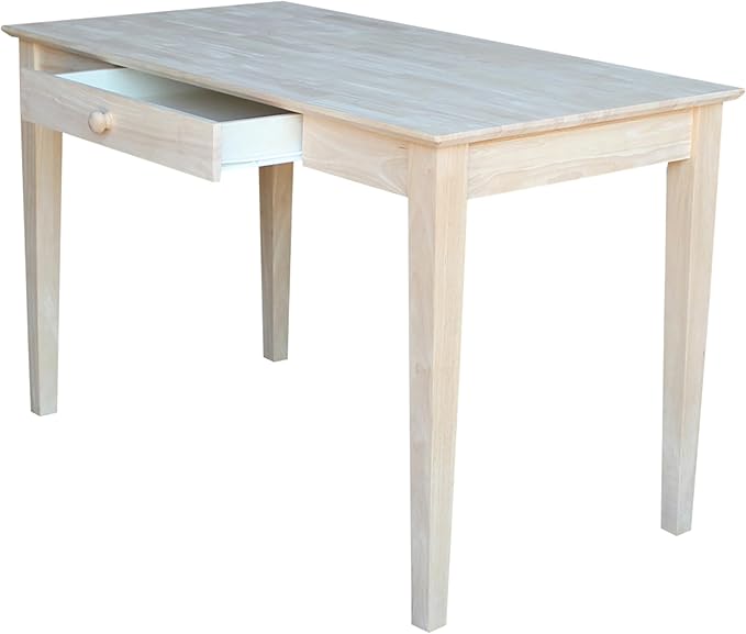 IC International Concepts Writing Desk With Drawer Solid Real Wood Sturdy Parawood Dimensions 19.41W x 15D x 2.36H Home Office/Study Paint/Stain Ready Unfinished