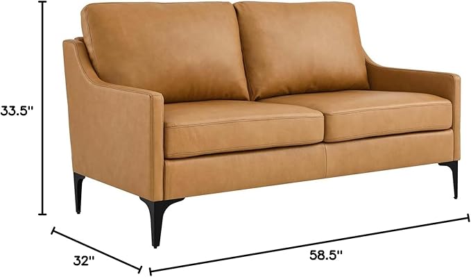 Modway EEI-6020-TAN Corland Leather Loveseat Tan
