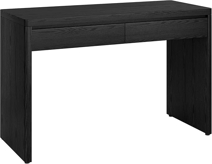 Henn&ampHart 48 Modern Rectangular Wooden Home Office Desk Computer Desk Writing Table with 2 Storage Drawers for Home Office Natural Black