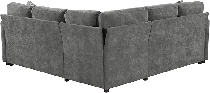 81.9 Sectional Sofa Bed L-Shaped Sectional with a Hidden Storage Compartment Versatile Pull-Out Sofa Bed with Cozy Throw Pillows for Living Room Apartments Offices (Gray-04e)