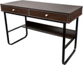 47 Writing Desk with Drawers – Wooden Computer Study Table for Home Office Brown Finish