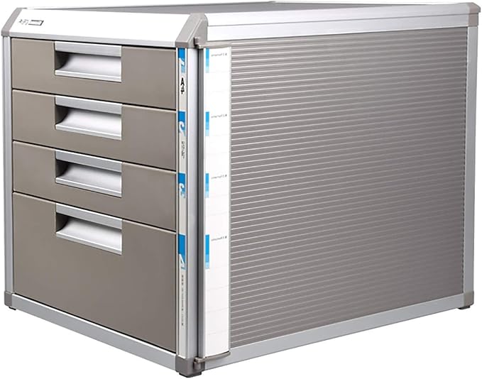 MAARKA File Cabinet Office Desktop Storage Box Shelf - 4/5 Drawers Aluminum Alloy Storage Drawers Desk Storage Unit Organizer Lockable File Cabinet A4 Box for Office (Size : 4 Layer)