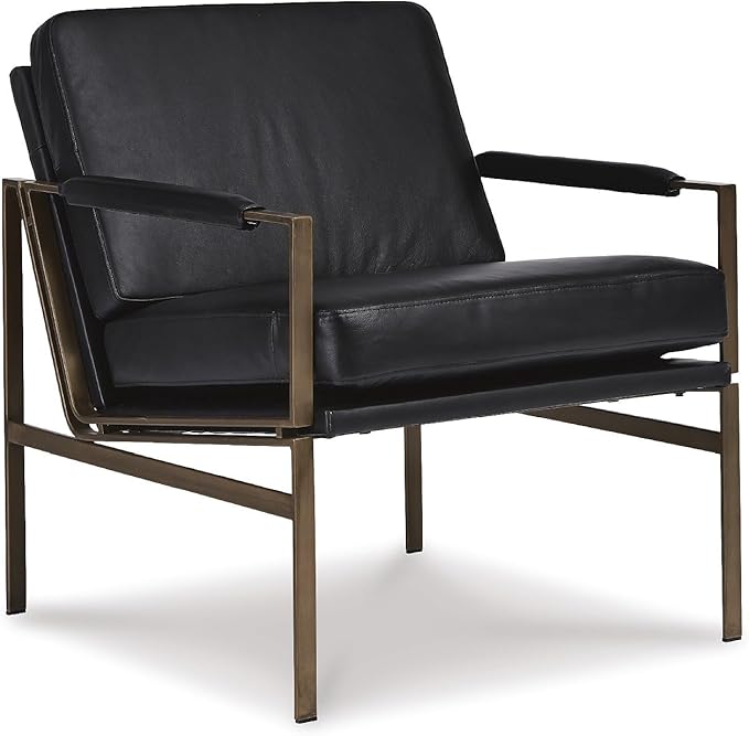 Signature Design by Ashley Puckman Mid-Century Modern Leather Accent Chair Black