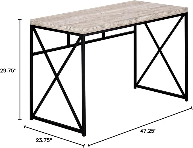 Monarch Specialties Computer Desk - Contemporary Home &amp Office Desk - Scratch-Resistant - 48” L (Taupe)