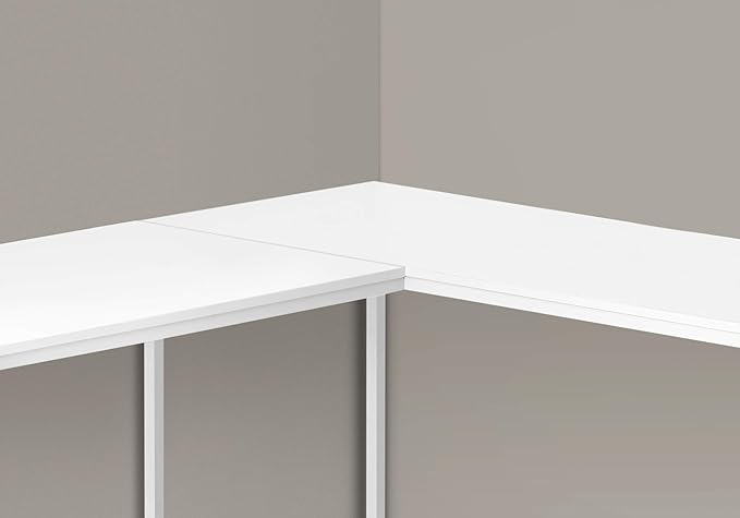 Computer Desk Home Office Corner 58 l L Shape Work Laptop White Laminate White Metal Contemporary Modern