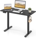 Tangkula 48” x 24” Electric Standing Desk Ergonomic Height Adjustable Sit to Stand Desk with 3 Memory Settings Anti-Collision Protection &amp Hook Computer Workstation for Home Office (Black)