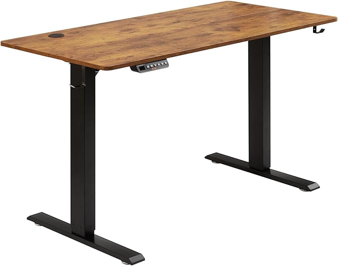 VEVOR Height Adjustable Desk 47.2 x 23.6 in Support 180 lbs Electric Standing Desk with 3 Memory Presets Sturdy Dual Metal Frame Versatile Computer Sit Stand up Desks Suitable for Home Office