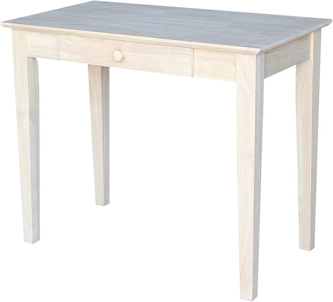 Unfinished Solid Parawood Writing Table 36W x 20D x 30H Eco-Friendly Home Office Desk with Drawer Paint or Stain It Your Way Reception Desk School Desk Office Furniture for Small Spaces