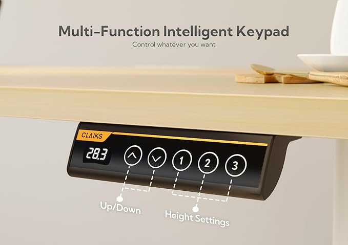 Claiks Electric Standing Desk Adjustable Height Stand up Desk 40x24 Inches Sit Stand Home Office Desk with Splice Board White Frame/Nature Top