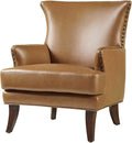 HULALA HOME Faux Leather Accent Chair for Living Room Mid-Century Modern Wingback Chair Single Comfy Sofa Chair with Arms Upholstered Reading Chairs for AdultsCamel