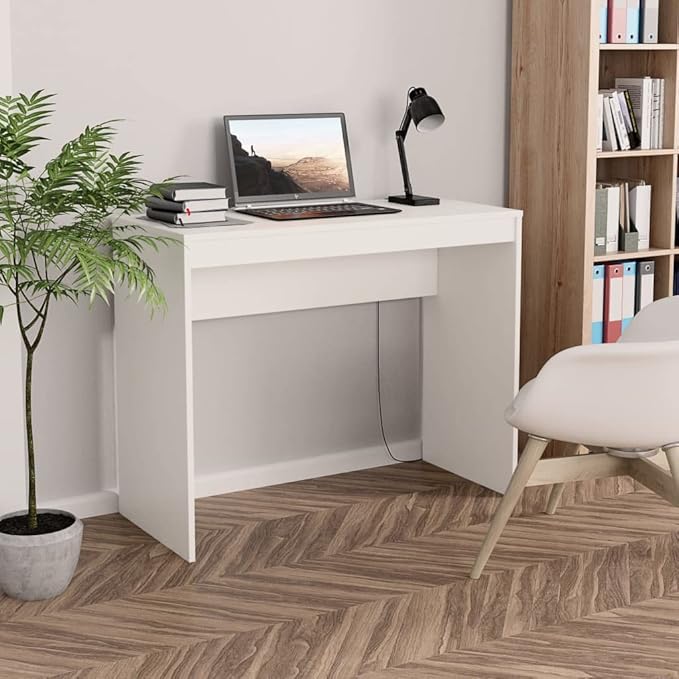 vidaXL Desk Computer Table Study Table Living Room Furniture Living Room Workroom Home Interior White Engineered Wood
