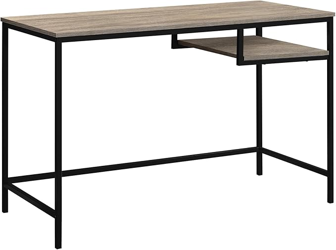 Penau Computer Desk Home Office Laptop 48l Modern Industrial Style with Dark Taupe Finish Sturdy Black Metal Legs Compact Design