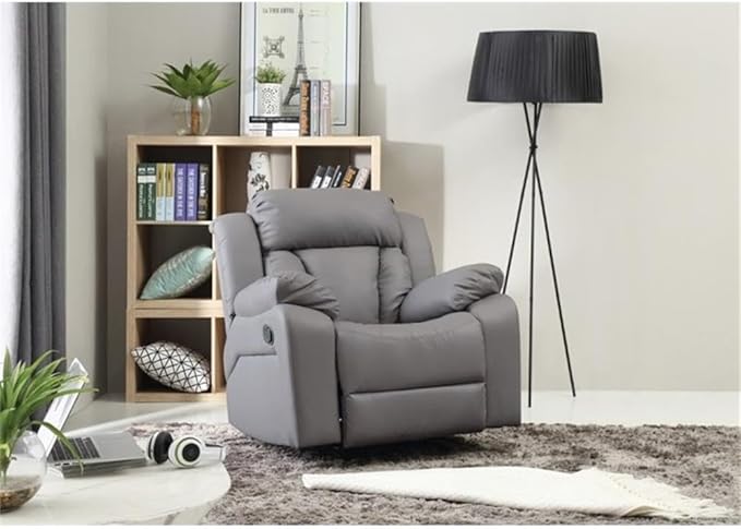 Glory Furniture Daria Faux Leather Rocker Recliner in Gray