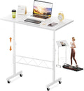 COMHOMA Small Standing Desk Adjustable Height &amp Tiltable Tabletop Mobile Stand Up Desk for Laptop Portable Computer Table for Home Office Work and Walking Pad Treadmill Height 30.7-46.4 Whit