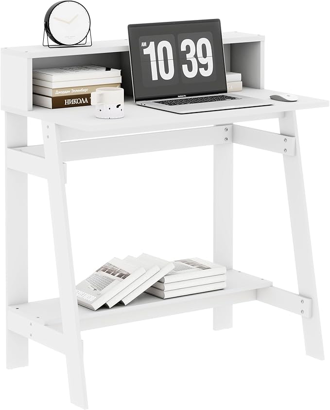 Small Desk for Bedroom Computer Desk Office Desk with Storage Corner Desk for Small Space White