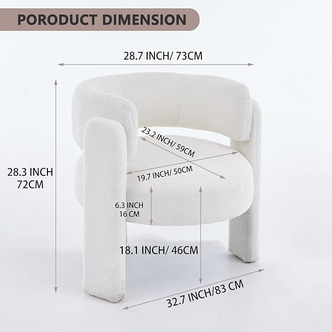 Velvet Accent Chairs Set of 2 Barrel Accent Chair for Living Room Upholstered Barrel Armchair Teddy Velvet Comfy Padded Reading Chairs for Bedroom Single Sofa with Wood Frame