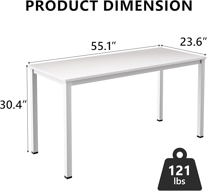 Computer Desk for Small SpaceModern Simple Laptop DeskComputer Table Study Writing Desk for Home OfficeDining RoomLiving Room (White 55 * 23.5in)