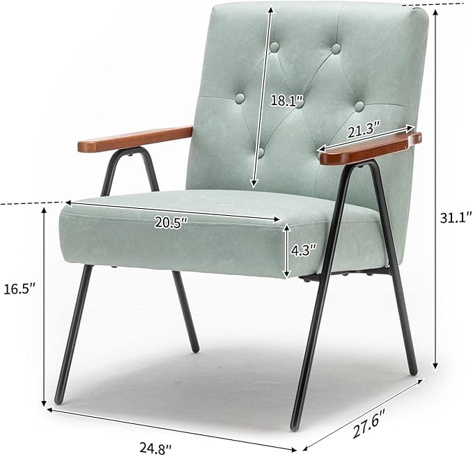 UNICOO - Modern Accent Chairs Mid-Century Armchair Living Room Chairs Leisure Chair with Metal Legs Reception Side Chairs (ZKL-222K Diamond Green)