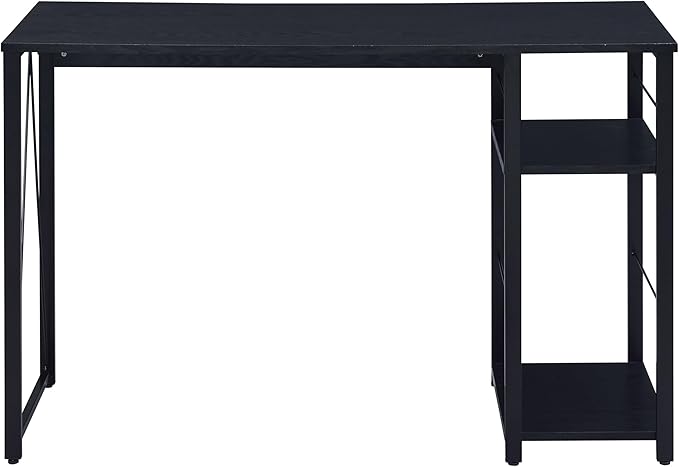Black 2-Shelf Rectangular Writing Desk Workstation Computer Desk for Study and Home Office