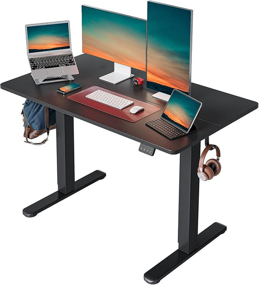 Cubiker Electric Standing Desk 48 x 24 Stand up Desk Height Adjustable Home Office Desk with Splice Board Black