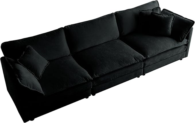 ERYE L-Shaped Sectional Sofa Modern Deep Seat Reversible Chaise Sofa&ampCouch with Movable Ottoman and 5 Pillows Modular Sleeper Upholstered Couch for Living Room Apartment Studio Office