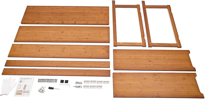 40 Inch Computer Desk with Bookshelf Bamboo Folding Desk Foldable Writing Desk Home Office Table Freestanding Makeup Workstation Dark Brown for Home Office