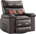 27'' Oversized Wide Rocker Swivel Recliner Chair Large Nursery Chair Lazy Recliner with Vibrating and Heating Functions Lounge Chairs Featuring Cup Holders and Side Pockets