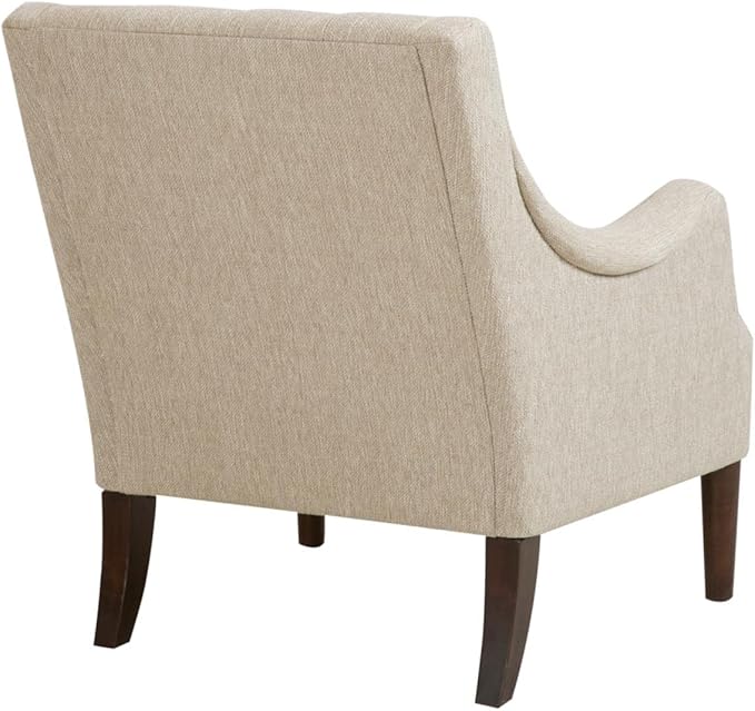 Madison Park Accent Chair for Living Room Upholstered Button Tufted Back Removable 5.75 T Seat Cushion Solid Wood Legs Modern Accent Armchair Family Room Furniture Bedroom Chair 29.25W Beige