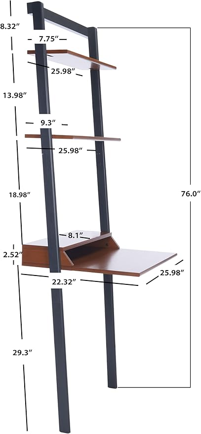 Safavieh Home Collection Pamella Honey Brown and Charcoal 2-Shelf Leaning Desk