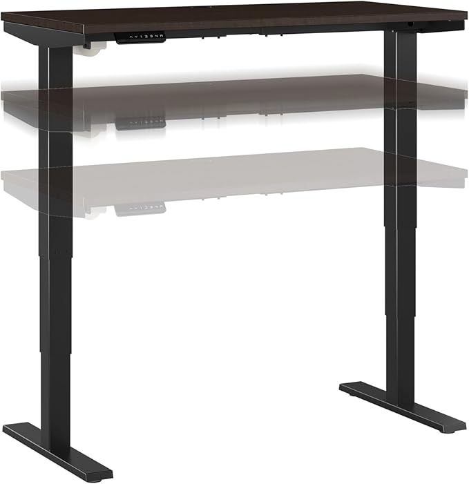 Move 40 Series by Bush Business Furniture 48W x 24D Electric Height Adjustable Standing Desk in Mocha Cherry with Black Base