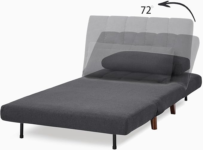 Artdeco Home 40 W Convertible Futon Chair with Matching Pillow(s) for Small Space Living Room and Apartment (03 Charcoal)