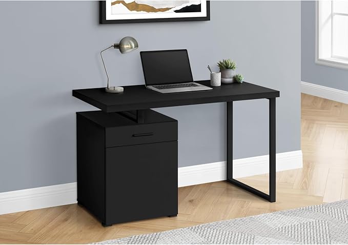 Computer Desk Home Office Laptop Workstation Storage Drawers Black Contemporary