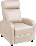 Rankok Recliner Chair Modern PU Leather Reclining Chair Ergonomic Adjustable Recliner for Living Room Home Theater Seating Single Sofa (Beige)