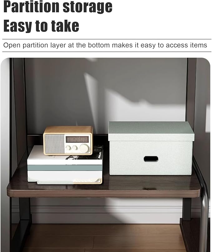 Small Computer Deskthree-layer computer desk with keyboard tray and host tray modern style compact computer desk suitable for home office small apartment and other scenes(Brown31.5in*15.7in*28.7i