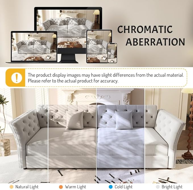 extrasleep 100'' Velvet Pull Out Sofa Bed Oversized King Sleeper Sofa with Handcrafted Floral Tufted Design 3-in-1 Convertible Sleeper Couch Tufted Deep Seat Couch for Living Room Light Grey