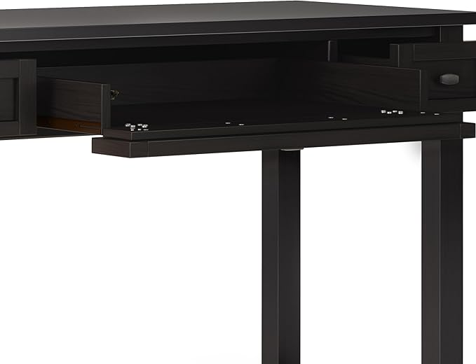 SIMPLIHOME Warm Shaker Desk - 48 Inch Wide Solid Wood Writing Desk in Hickory Brown Transitional Home Office Computer Table for Workspace or Study with Flip-Down Keyboard Tray and 2 Drawers