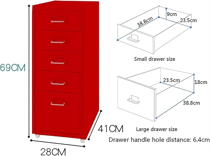 Rolling File Cabinet Metal File Cabinet Cabinet with Wheels 3/5 /6/8 Drawers Vertical Filing Cabinet for Home/Office (Color : Dark Gray Size : 5 Drawer)