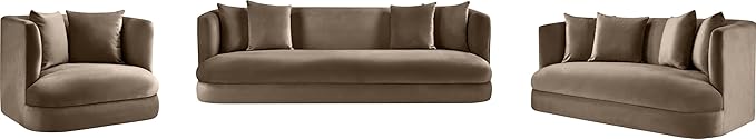 Meridian Furniture 699Taupe-L Alder Collection Modern | Contemporary Loveseat with Ultra Luxe Taupe 460 GSM Velvet Solid Wood Frame 66 W x 36 D x 30 H Taupe