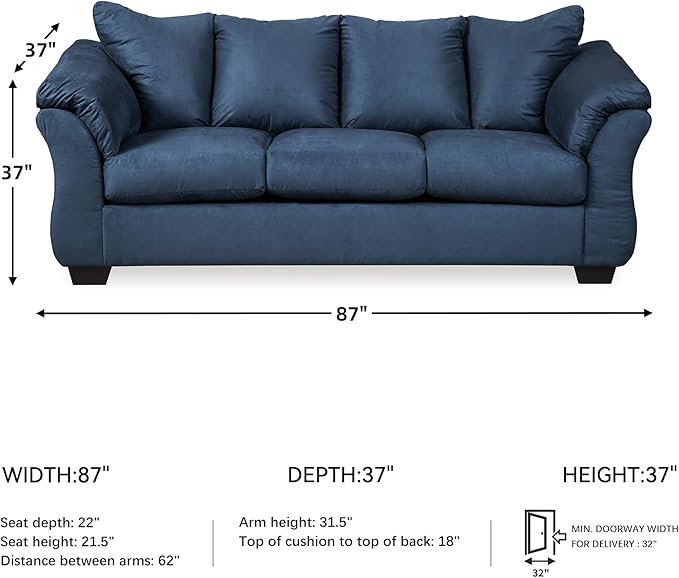 Signature Design by Ashley Darcy Casual Plush Sofa Dark Blue