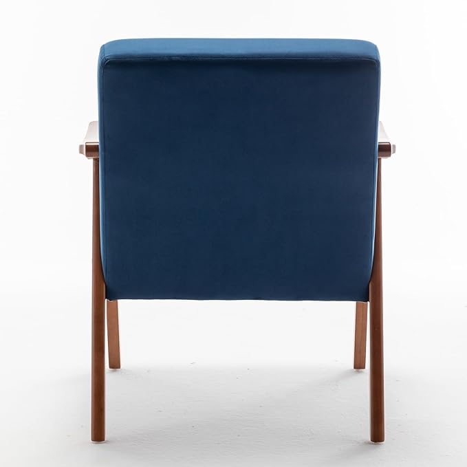 Mid Century Modern Accent Chair with Microfiber Upholstery and Solid Wood Frame Ideal for Living Room Bedroom Office Coffee Shops and Hotel Blue
