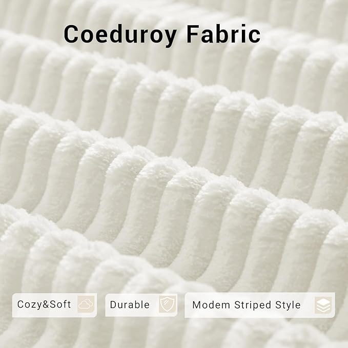 Compressed Sofa Convertible Sofa Bed Corduroy Compression Boneless Couch with Pillow Comfy Modular Foldable Floor Sleeper Sofa for Bedroom Living Room Lounge Studio (White)