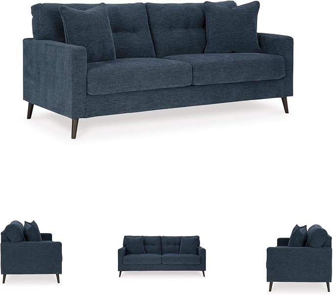 Signature Design by Ashley Bixler Classic Tufted Sofa with Removable Cushions Blue