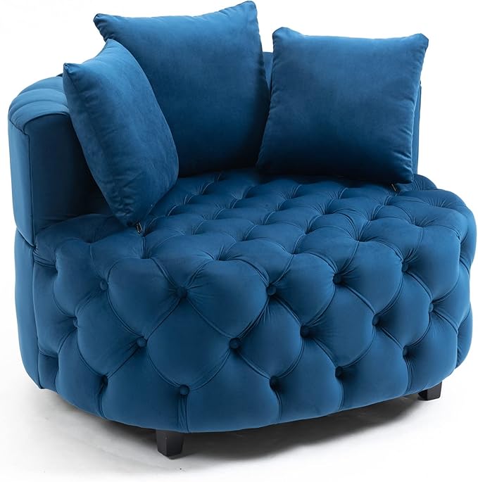 Oversized Accent Chair for Living Room &amp Bedroom Barrel Chair Large Velvet Chair Sofa Lounge Chair Leisure Club Upholstered Armchair with 3 Pillows &amp Wood Legs