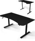 Arozzi Arena Moto Gamer Desk - 63x32” Electric Standing PC Gaming Desk with Storage for Cables - Dual Motor Steel Frame &amp Full-Surface Washable Mousepad - Pure Black
