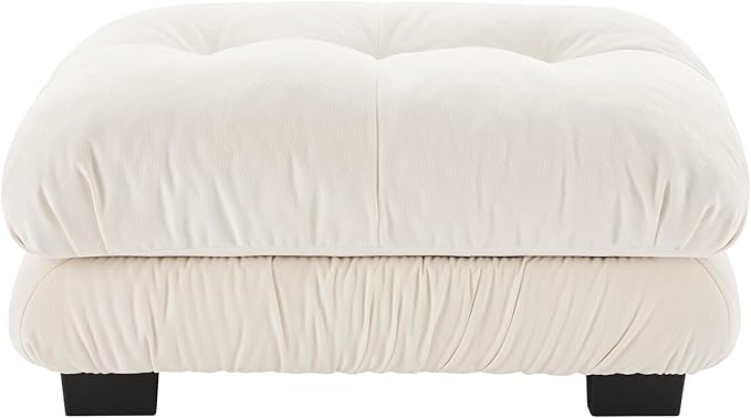 Chenille Upholstered Couches Ottoman for Oversized Modular Sectional Sofa White