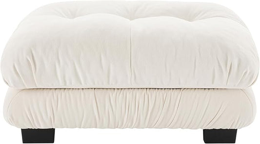 Chenille Upholstered Couches Ottoman for Oversized Modular Sectional Sofa White